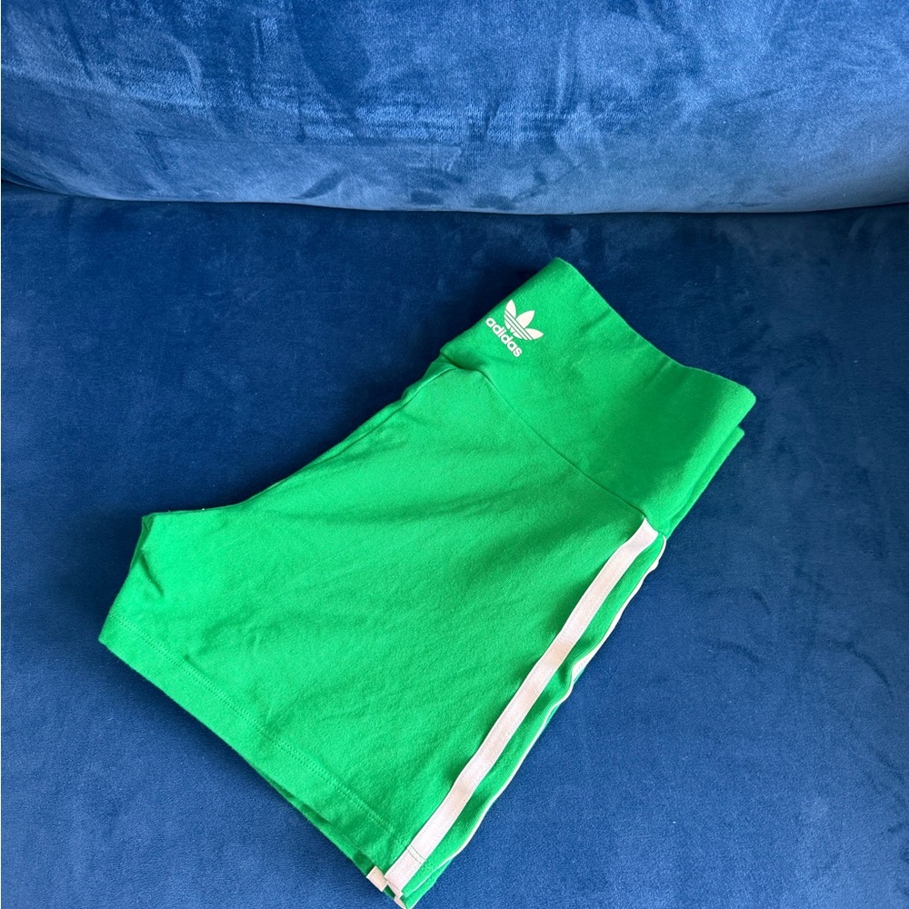 Adidas Emerald Green Shorts with White Accent